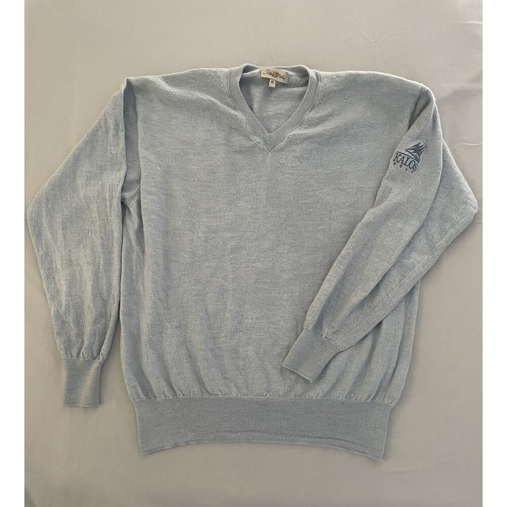 Peter Millar Sweater Women Size XL Blue Wool Silk Cashmere Kalos Golf Logo